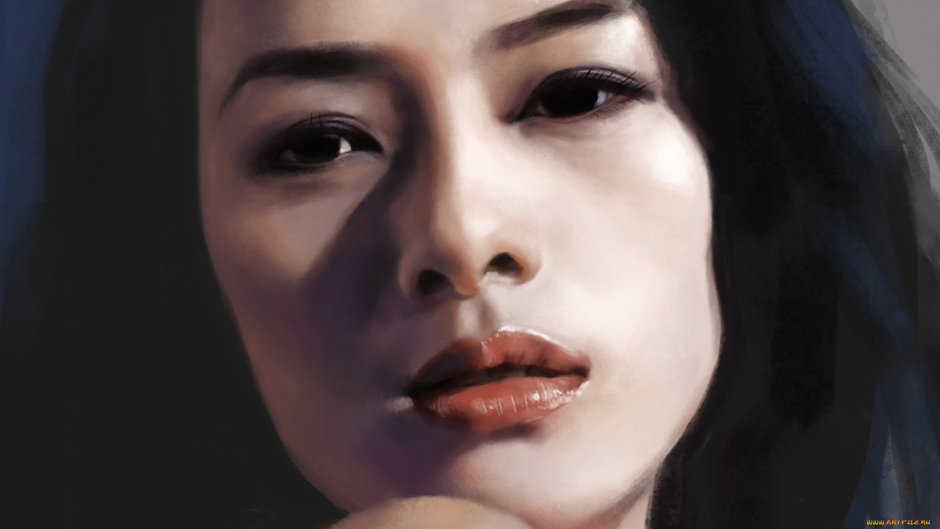 zhang, ziyi, by, qingyang, liu, рисованное, люди, девушка, фон, взгляд