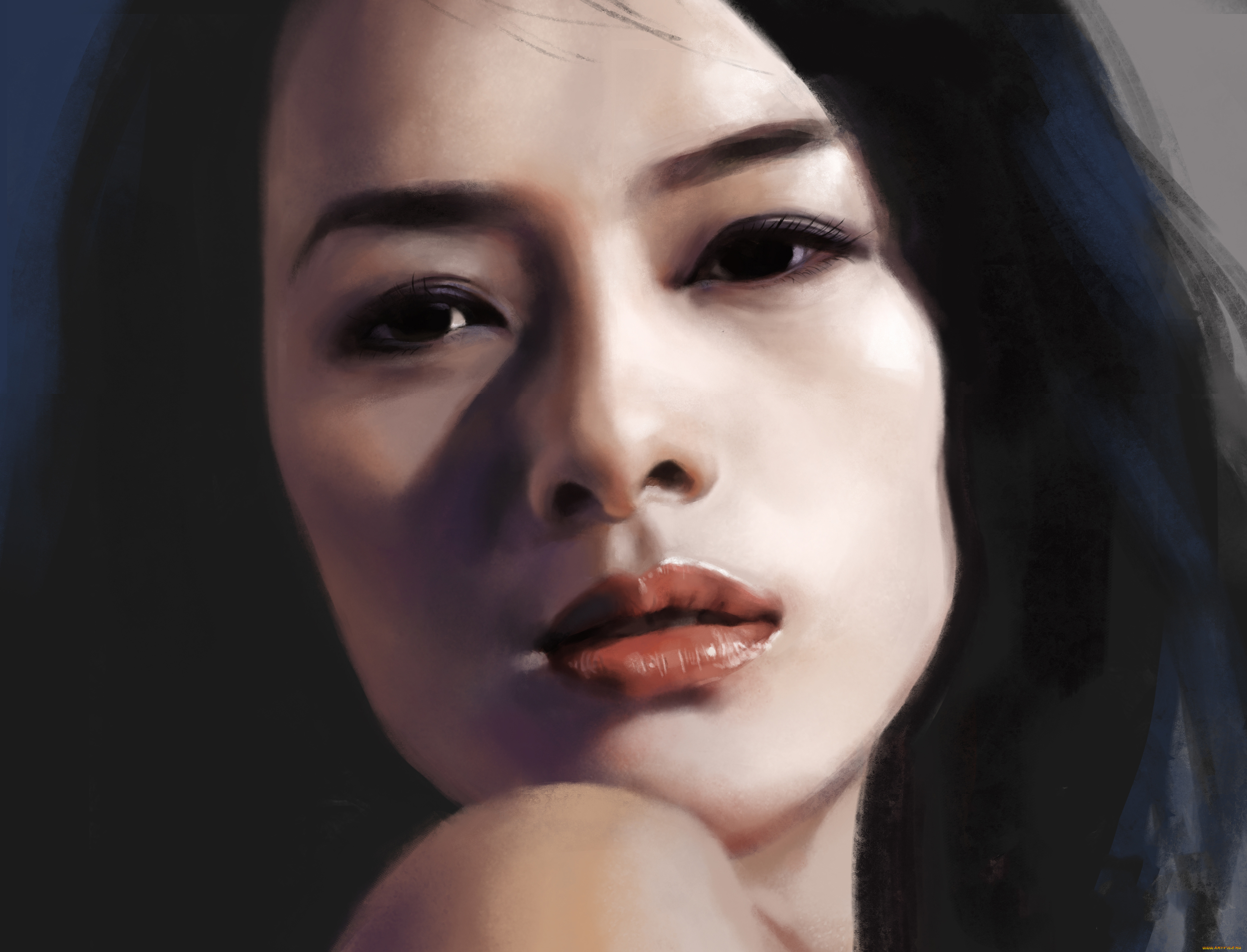 zhang, ziyi, by, qingyang, liu, рисованное, люди, девушка, фон, взгляд