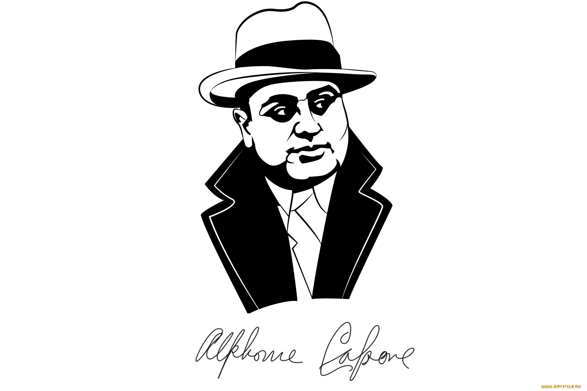 al, capone, рисованные, люди, чёрный, белый, гангстер