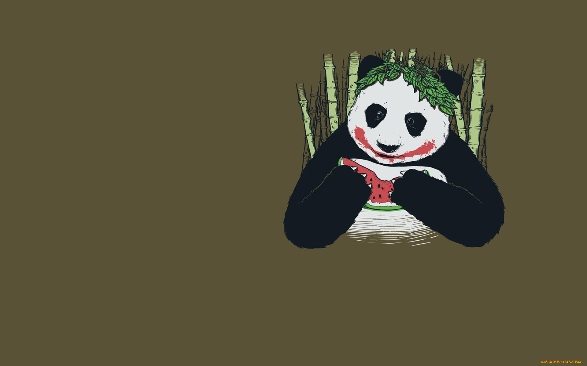 рисованные, минимализм, панда