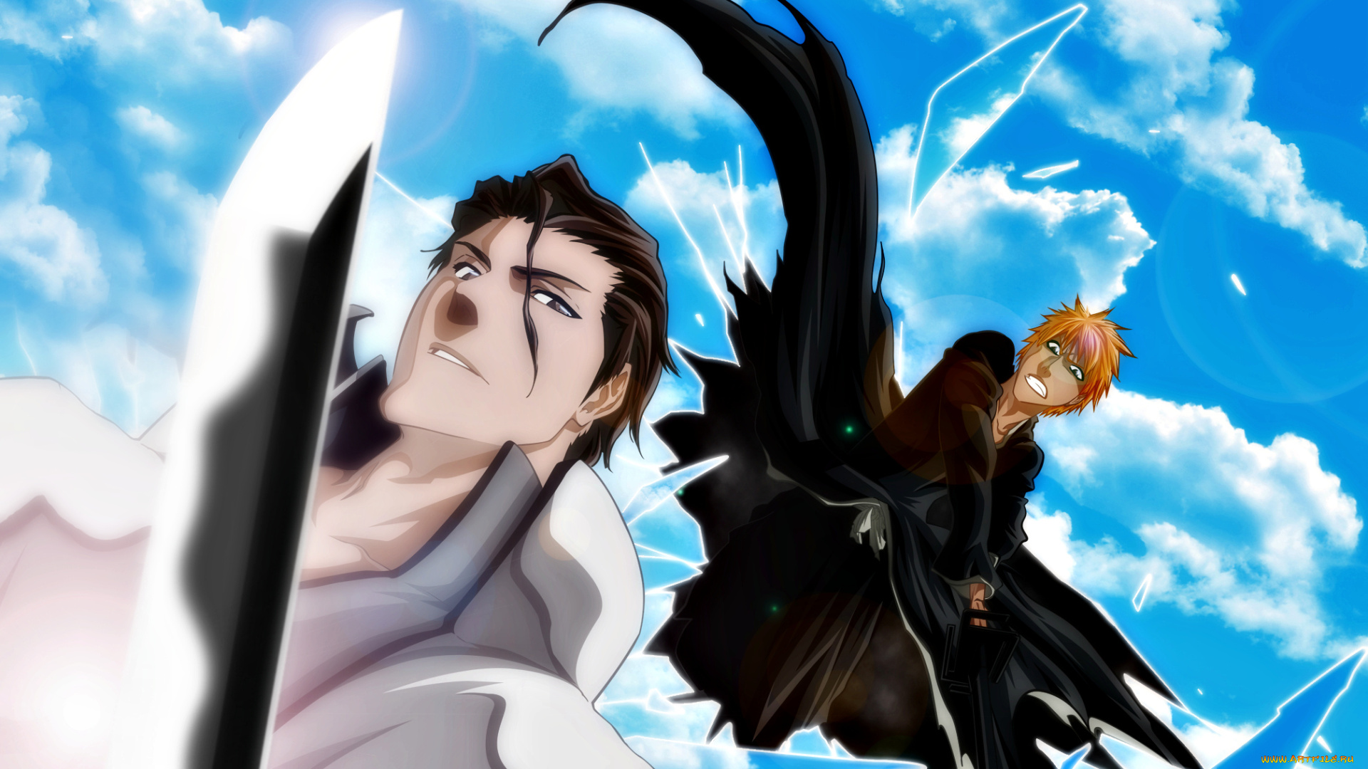 аниме, bleach, sosuke, aizen, kurosaki, ichigo