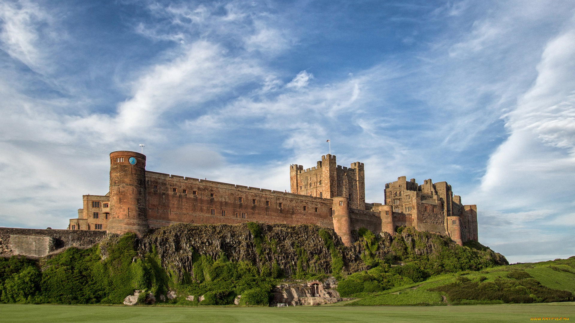 bamburgh, castle, города, замки, англии, стены, замок