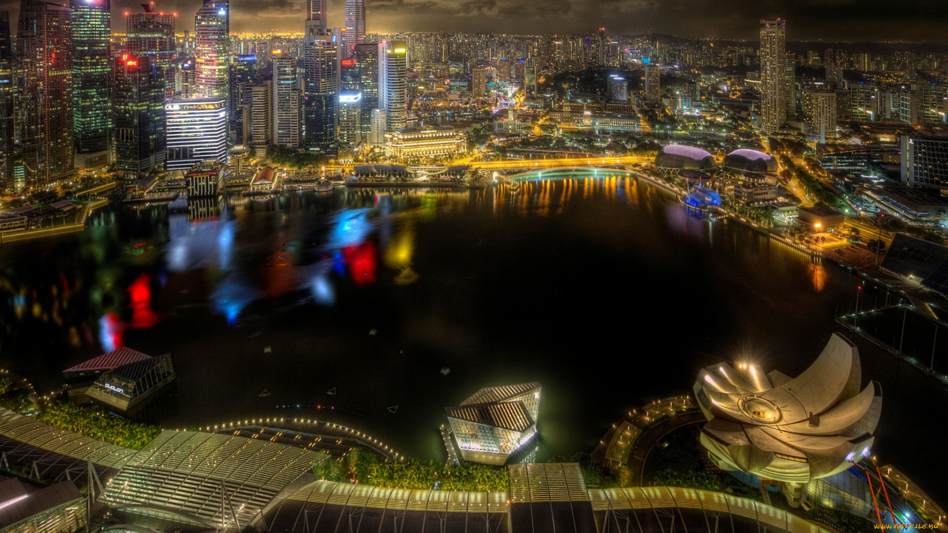 singapore, города, сингапур, , сингапур, панорама, город, ночь