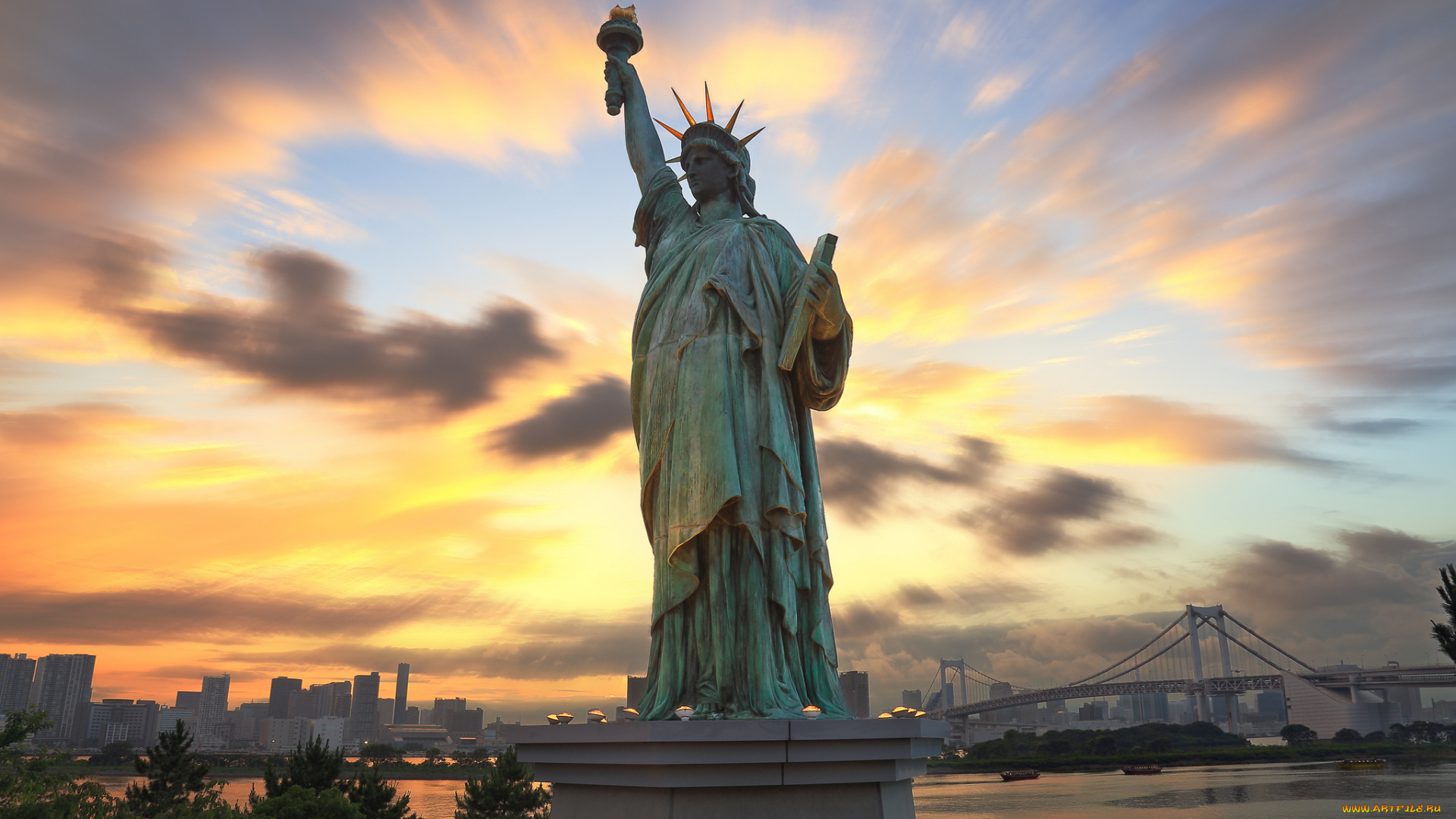 tokyo, odaiba, -, the, statue, of, liberty, города, токио, , Япония, статуя