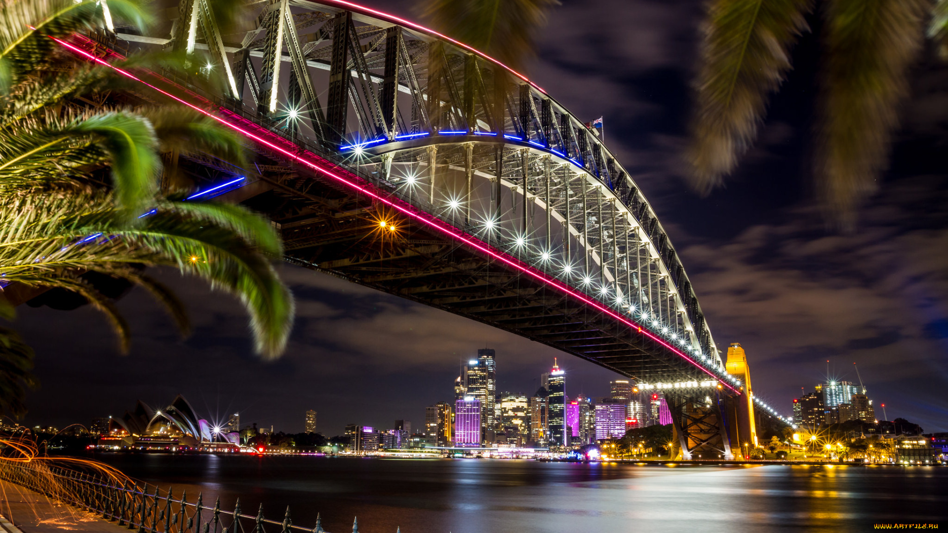 vivid, sydney, города, сидней, , австралия, фонари, огни, ночь, мост