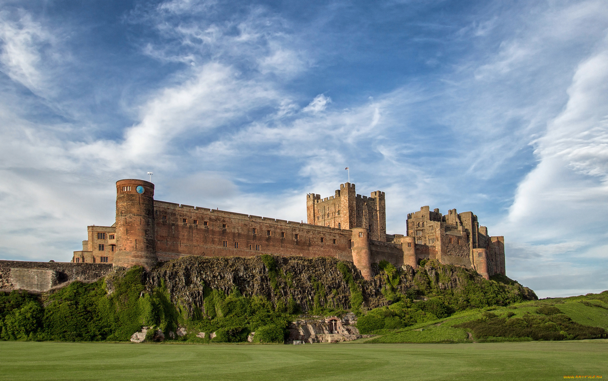 bamburgh, castle, города, замки, англии, стены, замок