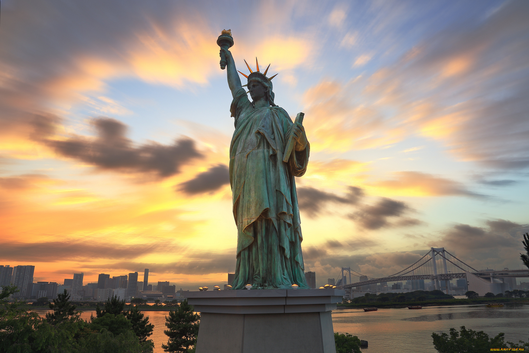 tokyo, odaiba, -, the, statue, of, liberty, города, токио, , Япония, статуя