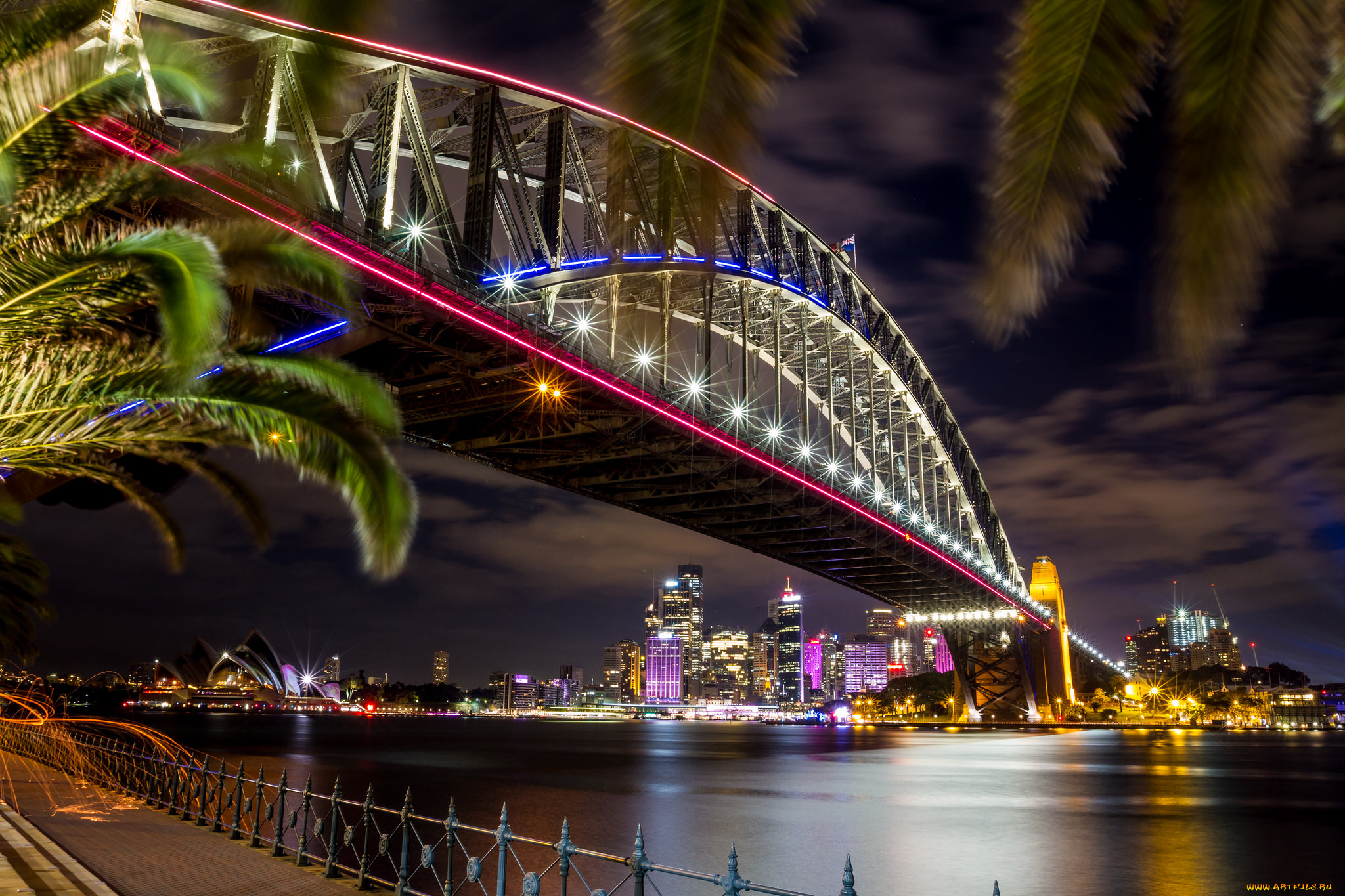 vivid, sydney, города, сидней, , австралия, фонари, огни, ночь, мост