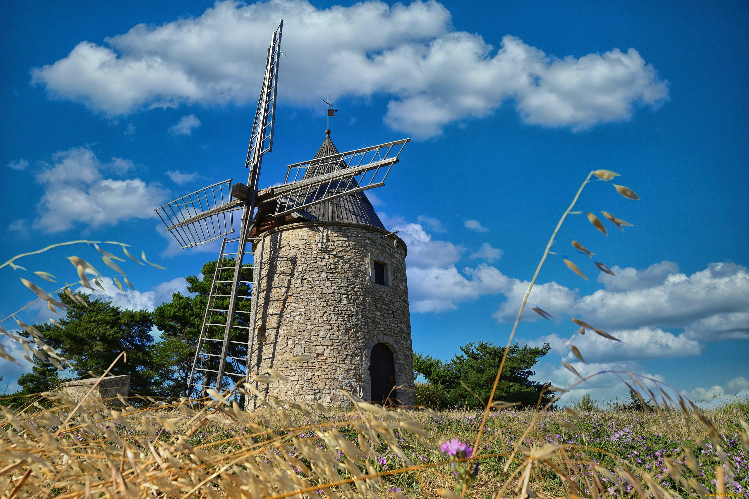 old, windmill, france, разное, мельницы, old, windmill