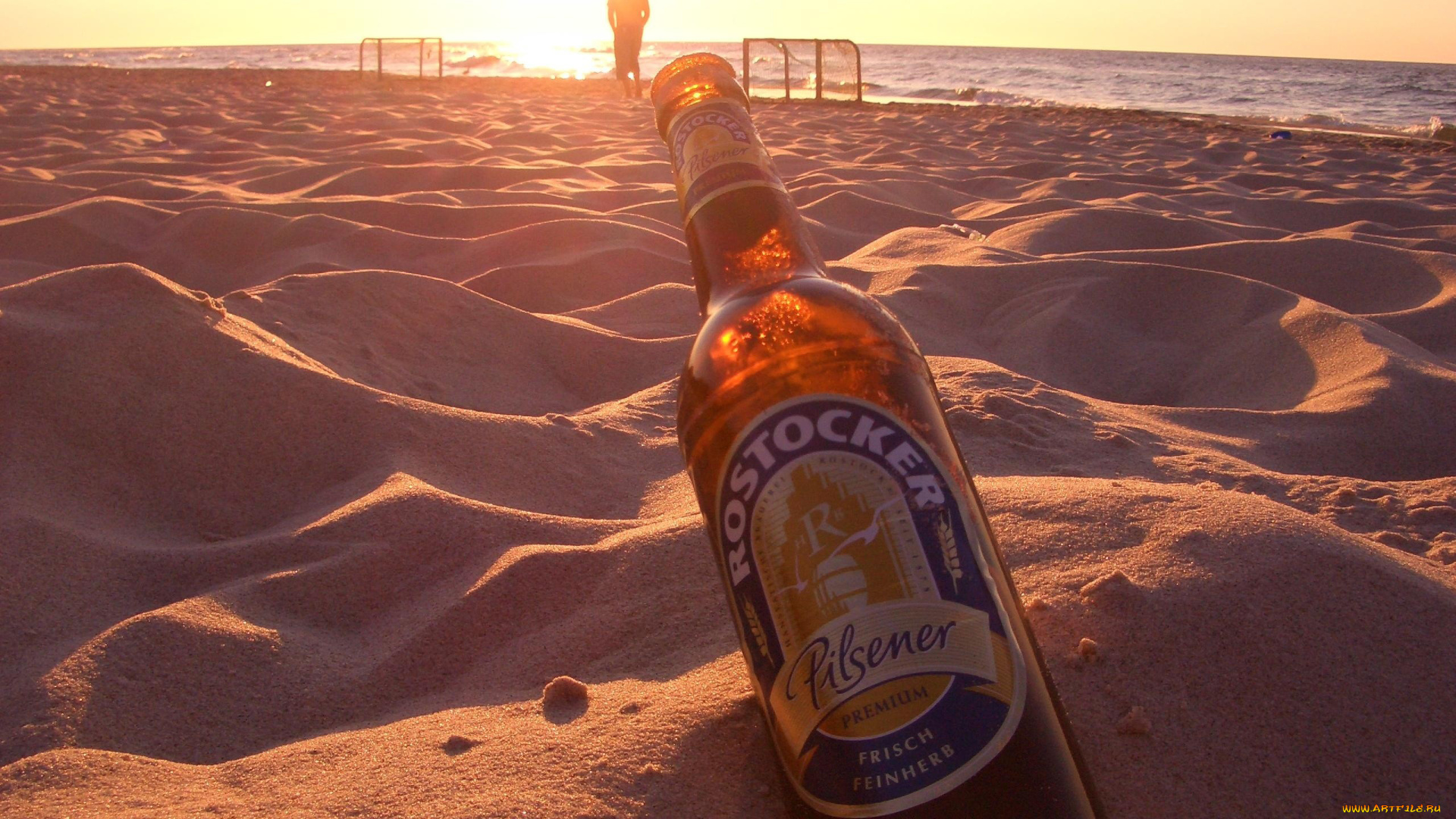 бренды, напитков, разное, бутылка, пиво, пляж, море