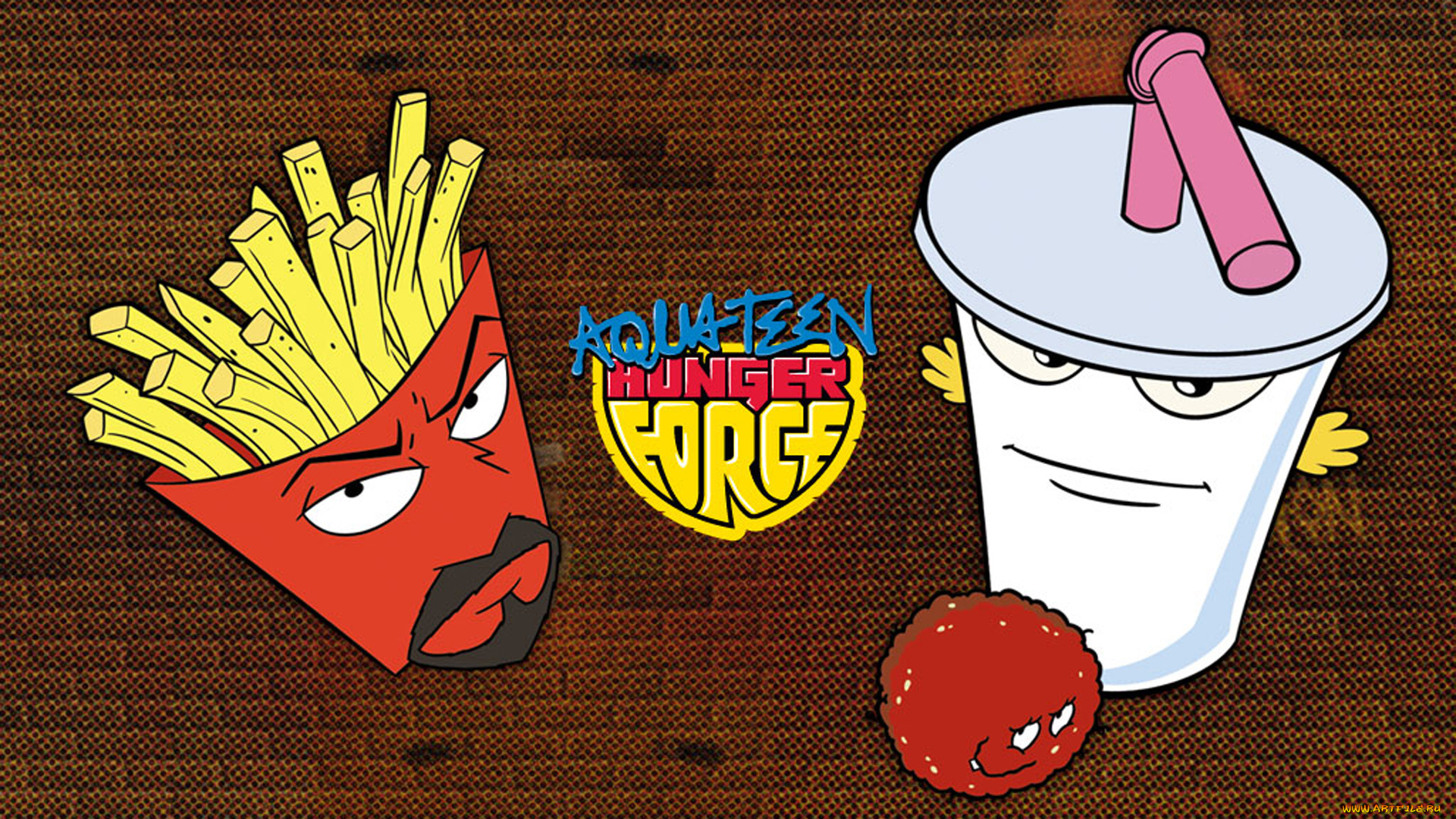 команда, фастфуд, мультфильмы, aqua, teen, hunger, force, тефтель, фрай, шейк