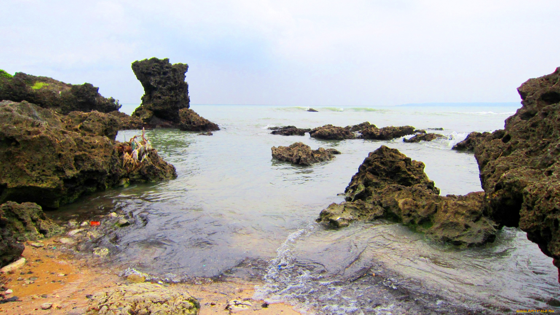 the, reefs, and, beach, природа, побережье, море, пляж, скалы