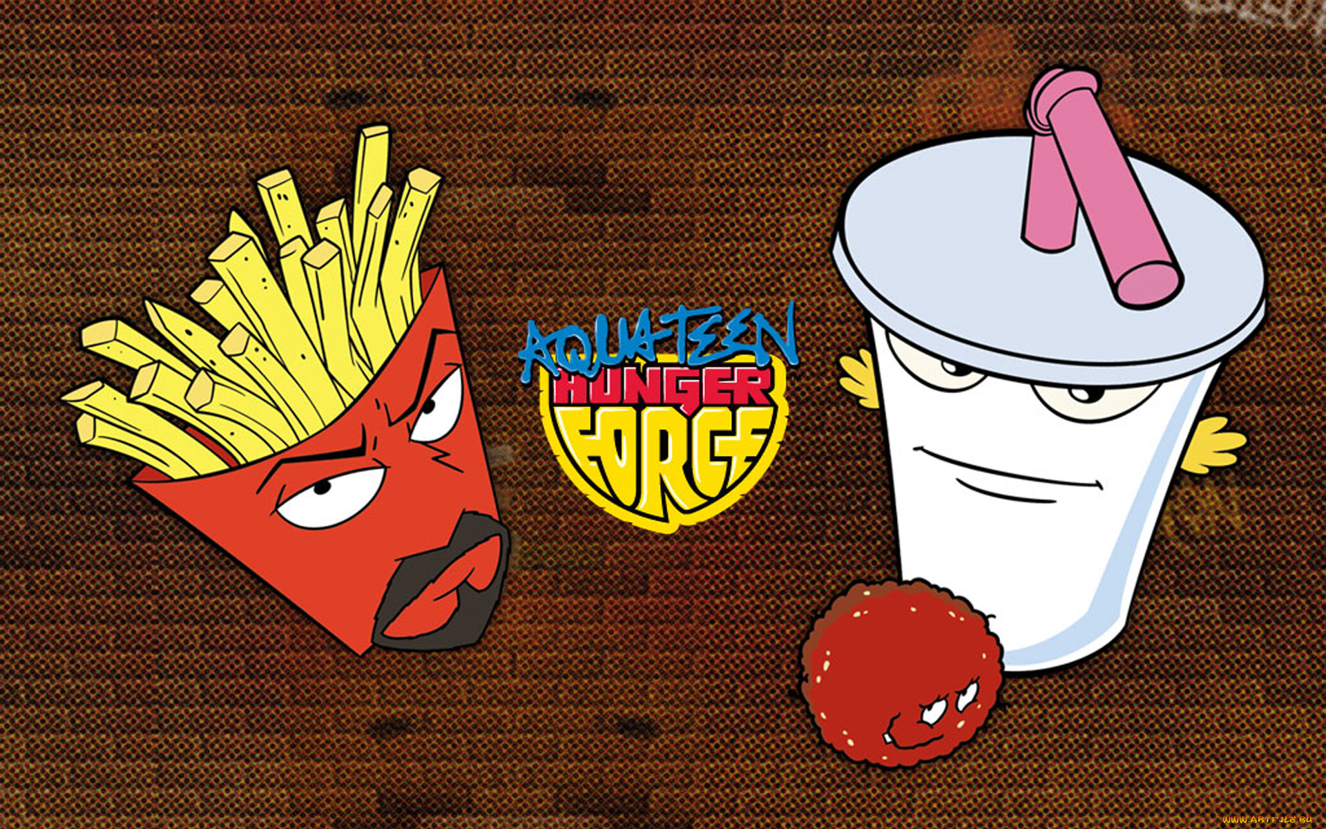 команда, фастфуд, мультфильмы, aqua, teen, hunger, force, тефтель, фрай, шейк