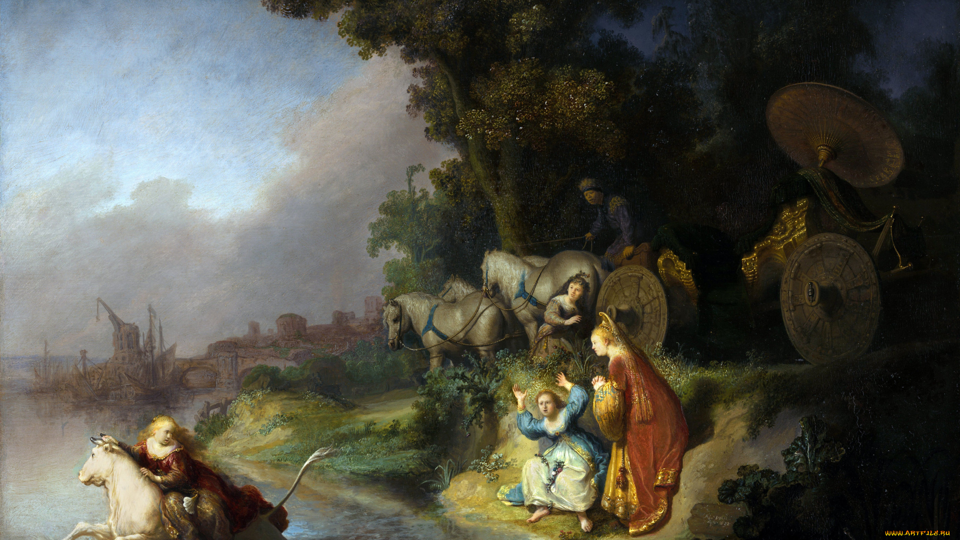 рембрандт, похищение, европы, рисованные, rembrandt, van, rijn