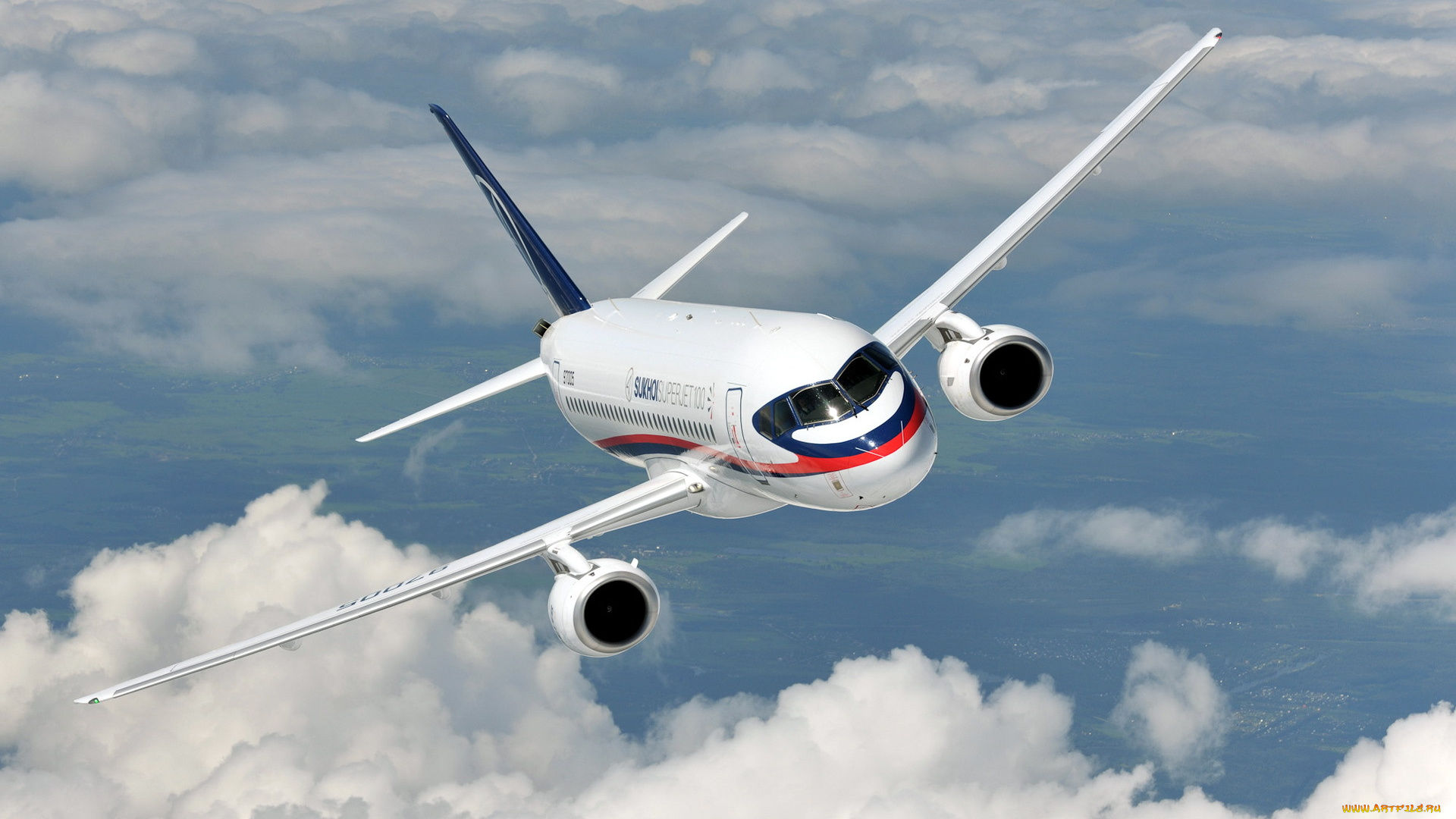 sukhoi, superjet, 100, авиация, пассажирские, самолёты, облака, полет, лайнер