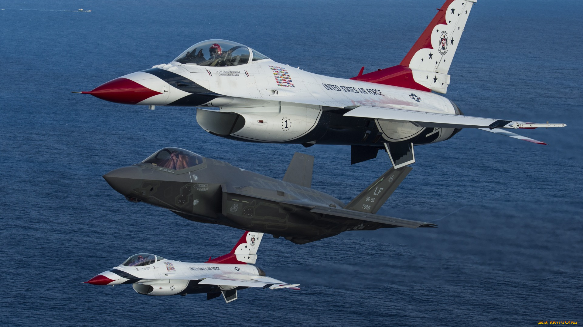 авиация, боевые, самолёты, f-16, истребители, f-35a, thunderbird, fighting, falcon
