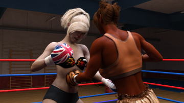 Картинка 3д+графика спорт+ sport бокс ринг девушки взгляд фон