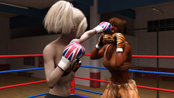 Картинка 3д+графика спорт+ sport бокс ринг грудь фон взгляд девушки