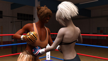 Картинка 3д+графика спорт+ sport фон ринг девушки взгляд бокс