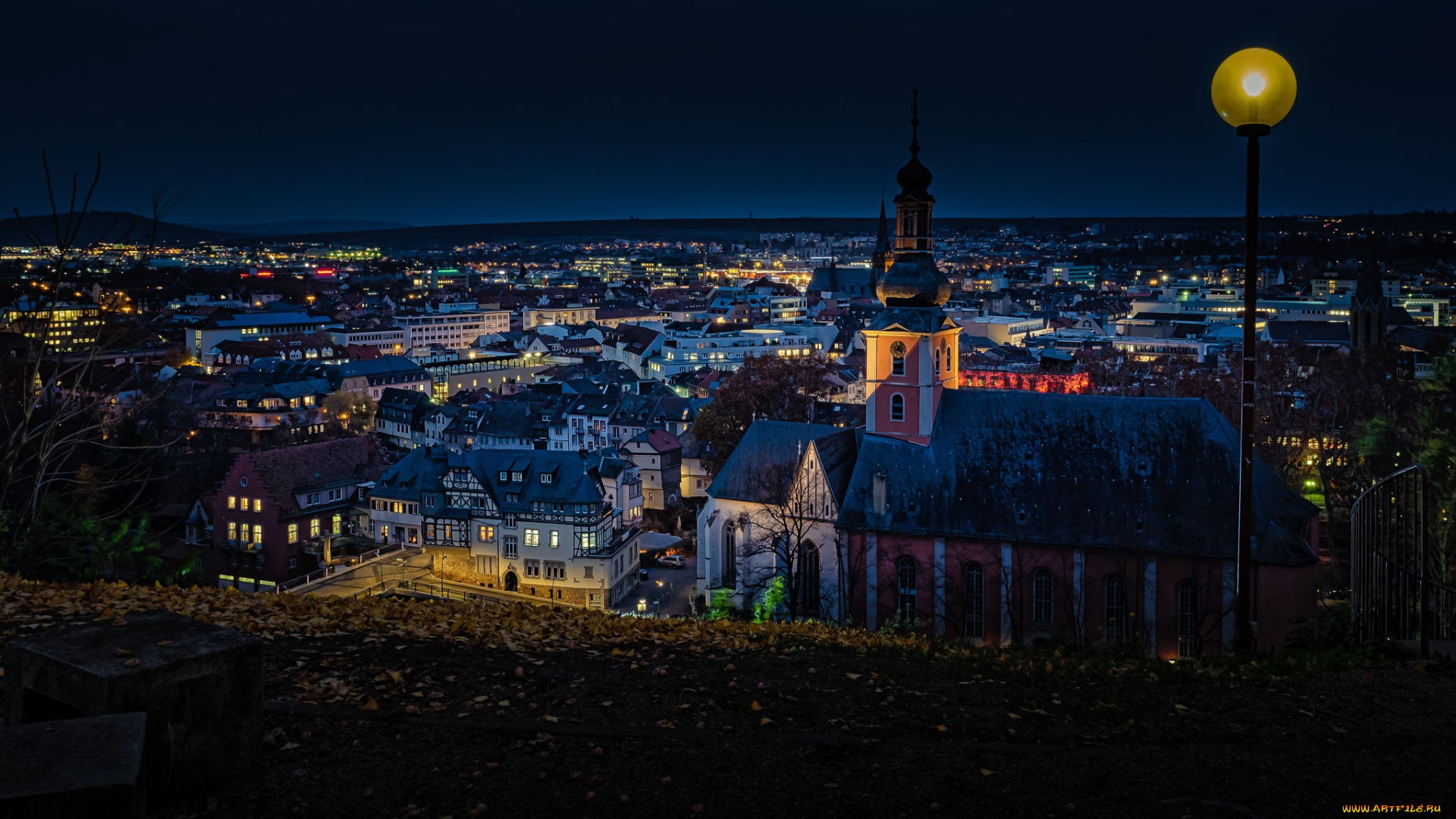 germany, города, -, огни, ночного, города, ночь, город, огни, германия