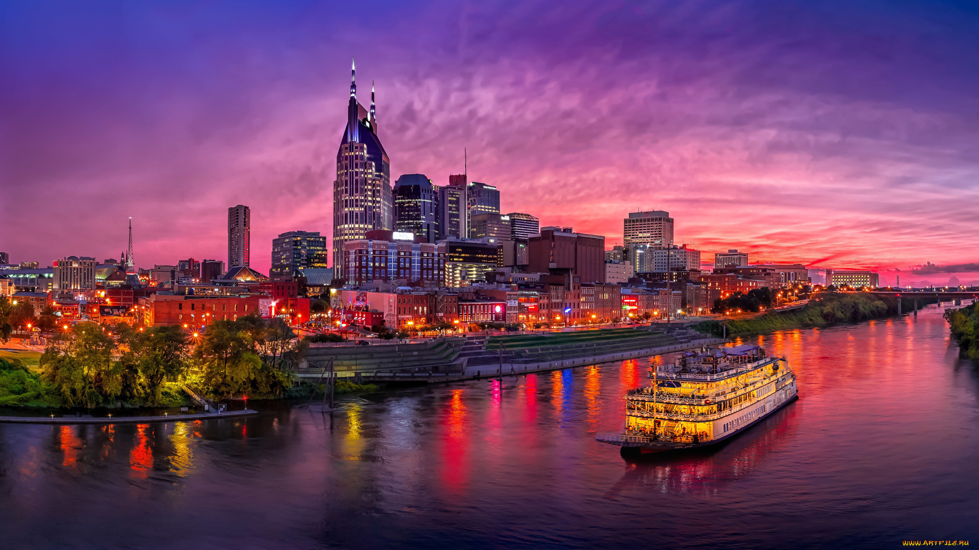 nashville, , usa, города, -, огни, ночного, города, америка, вечер, сша, город, hdr, нэшвилл, теннесси, американские, закат, cityscapes, современные, здания