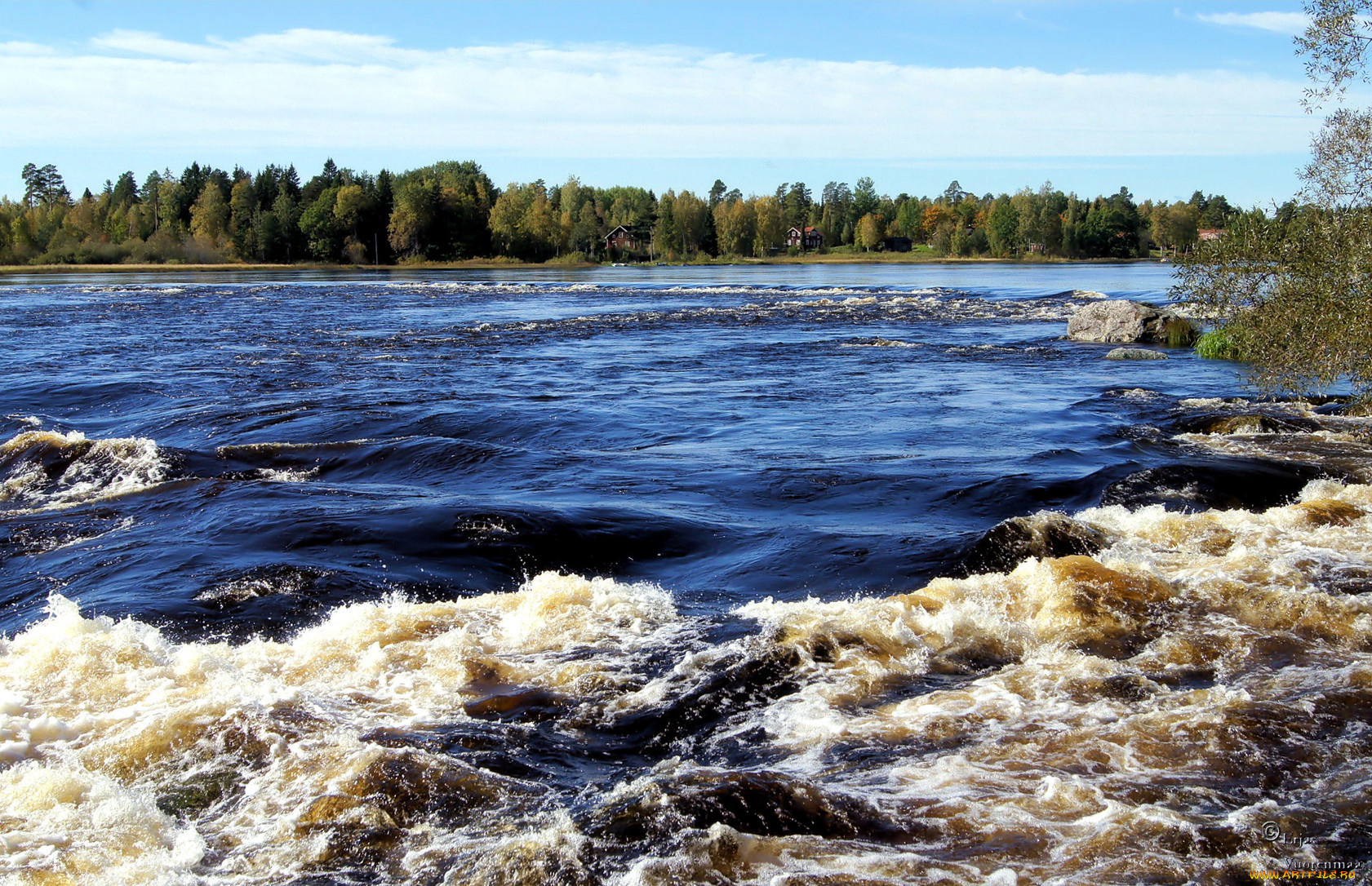 природа, реки, озера, вода, камни, берег, дома