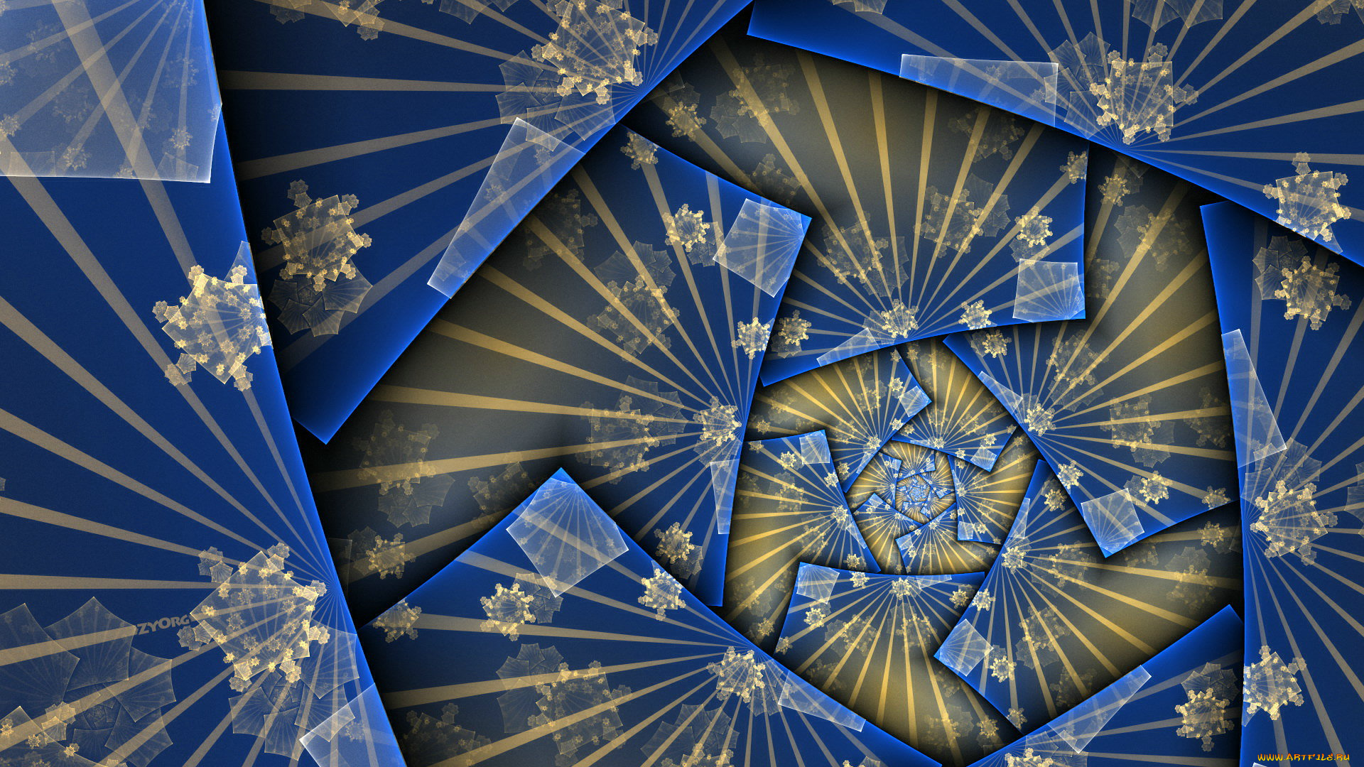 3д, графика, fractal, фракталы, узор, абстракция, синий