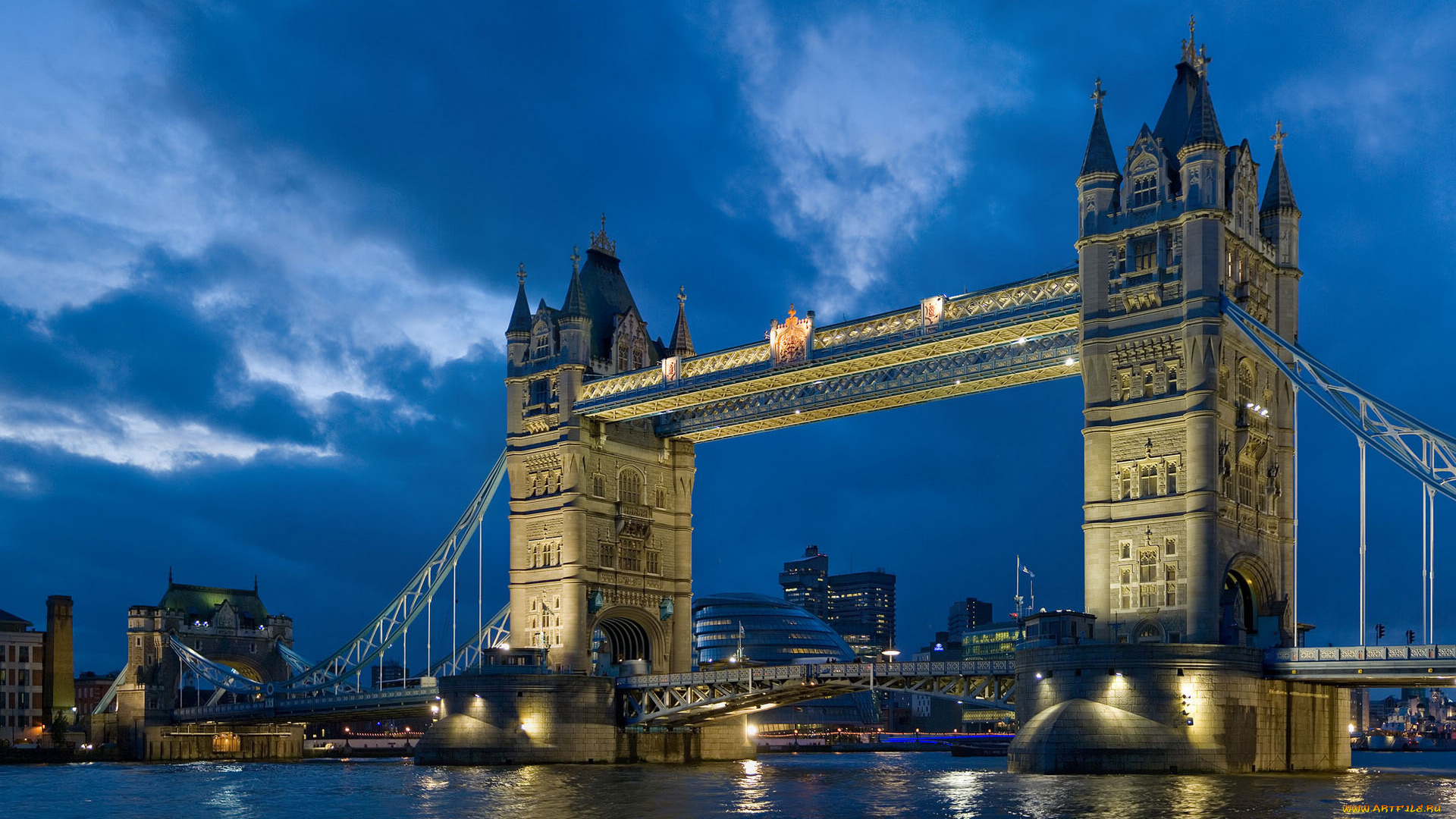города, лондон, великобритания, река, мост