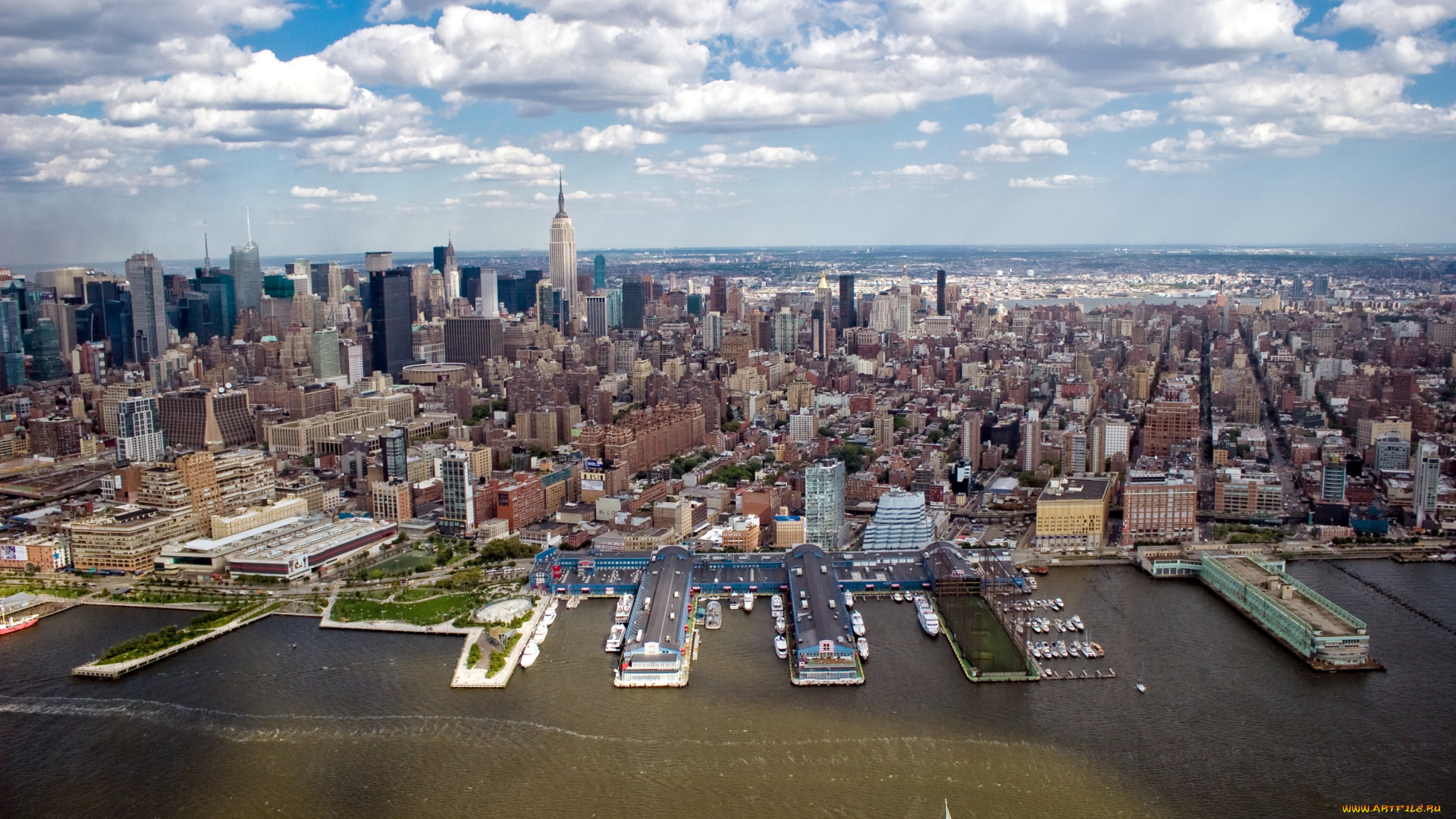 города, нью, йорк, сша, манхэттен, небоскребы, панорама