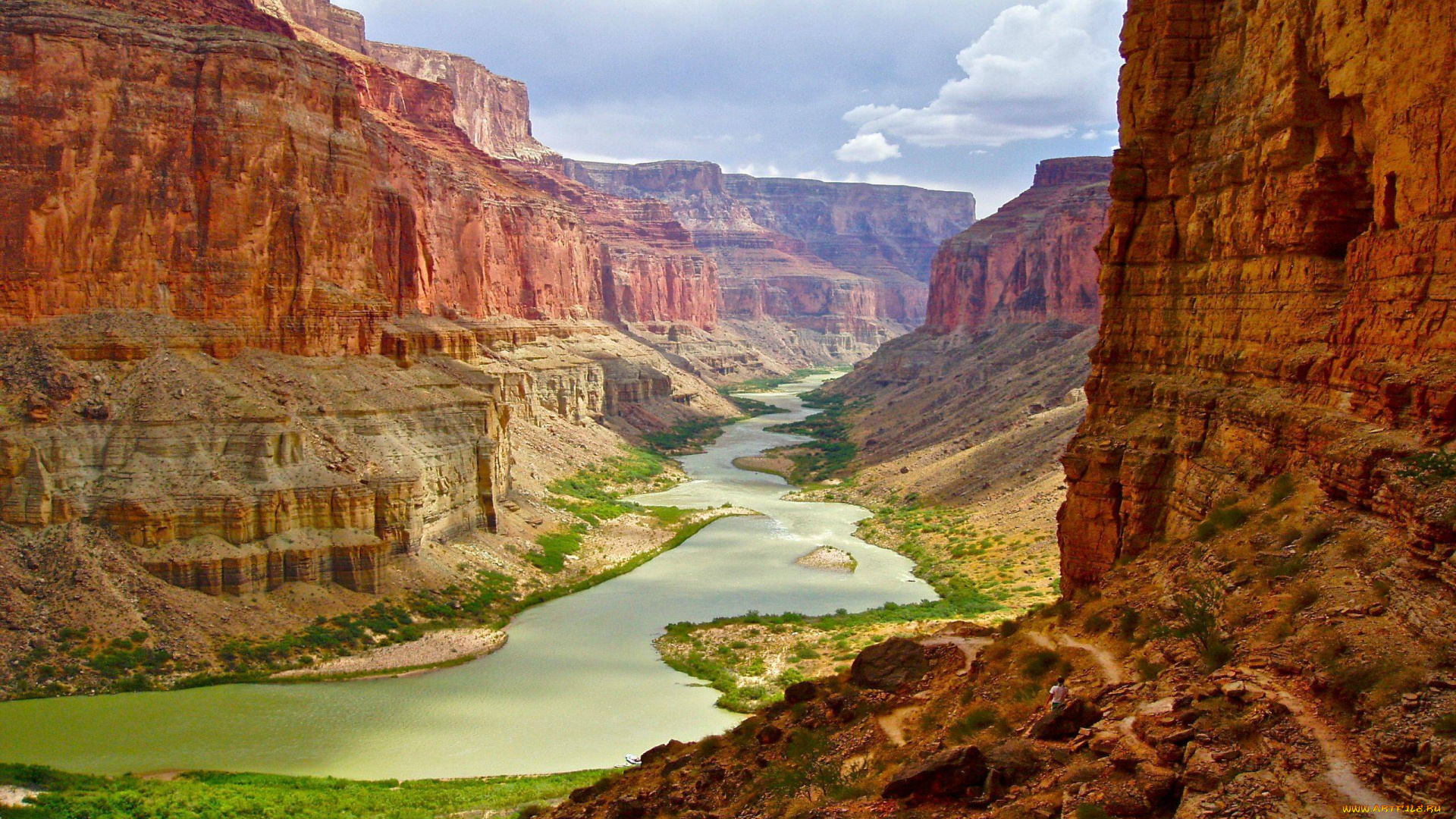 природа, реки, озера, green, orange, the, grand, canyon, arizona
