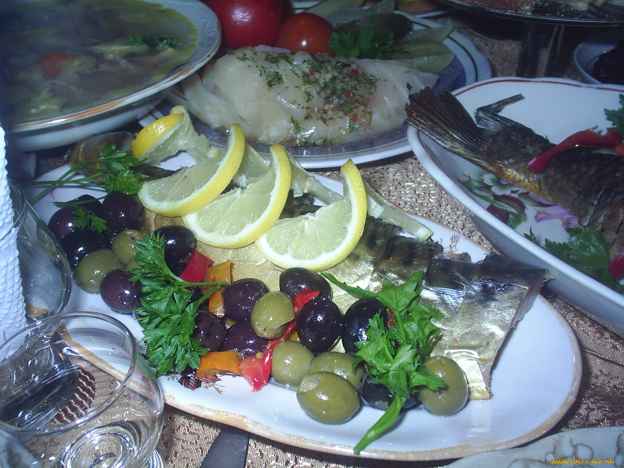 копченая, рыба, еда, рыбные, блюда, морепродуктами