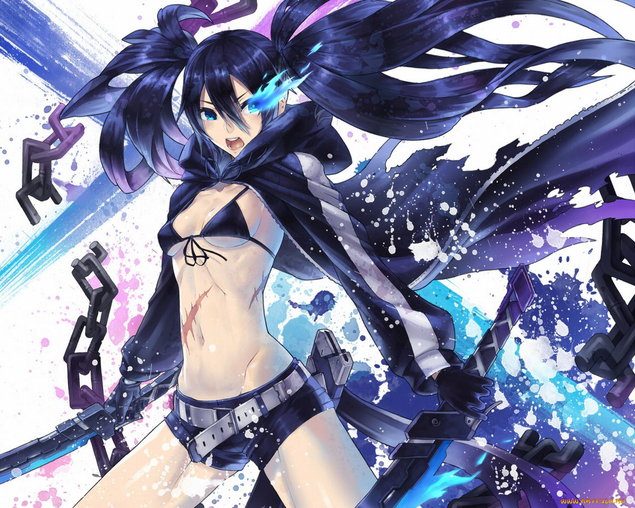 аниме, black, rock, shooter