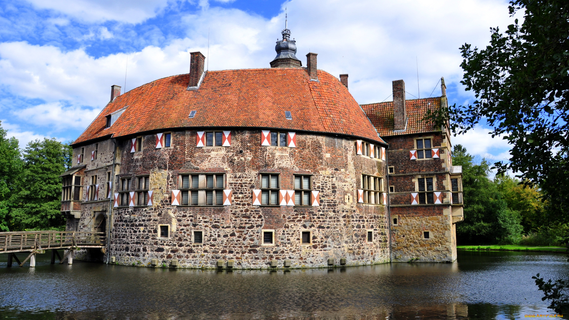 германия, burg, vischering, города, дворцы, замки, крепости, вода, замок