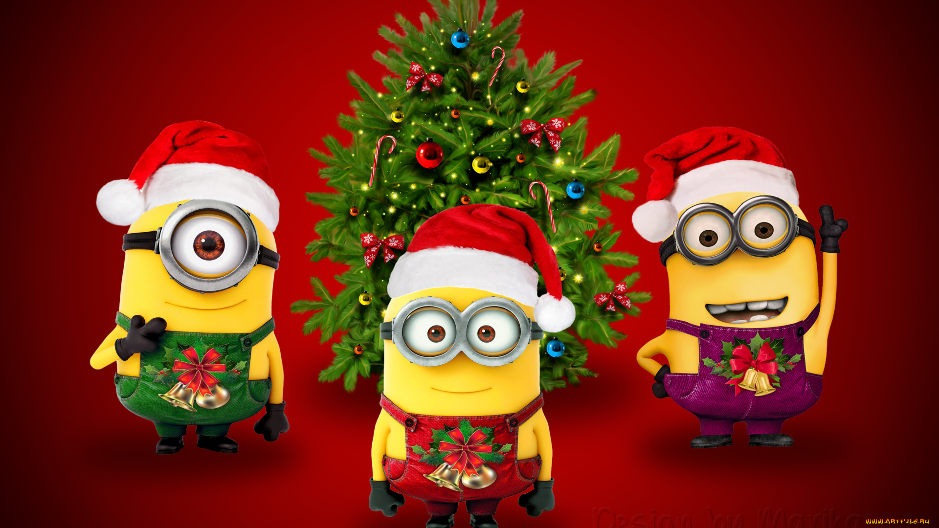 3д, графика, праздники, , holidays, minion, design, by, marika, cute, xmas, christmas, santa, санта, миньоны, рождество, новый, год