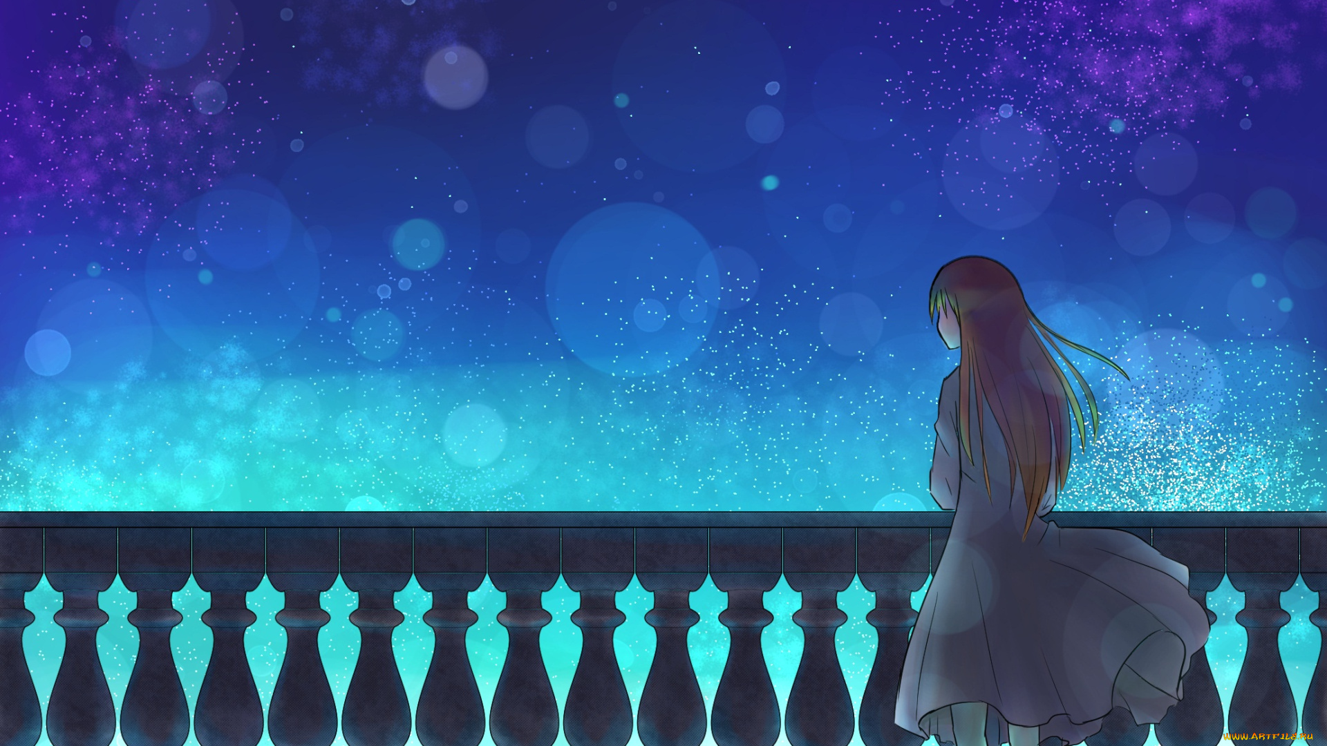 аниме, *unknown, , другое, звёзды, девушка, перрилла, ночь, небо, вёздное, арт, mizuki-n