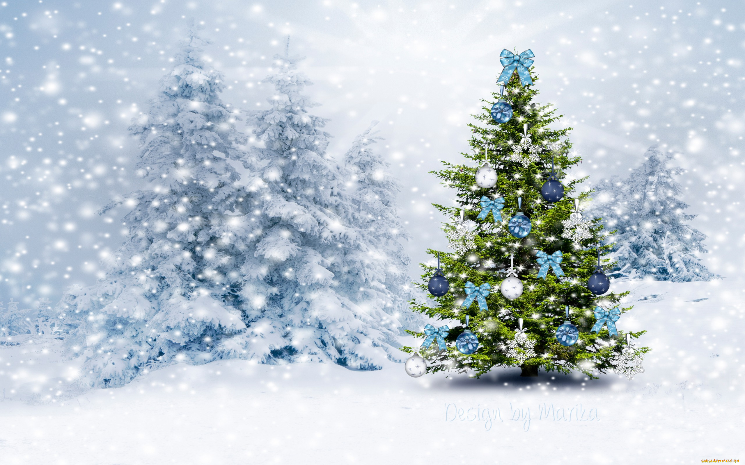 3д, графика, праздники, , holidays, лес, снег, елка, зима, рождество, новый, год, design, by, marika, forest, winter, snow, tree, christmas