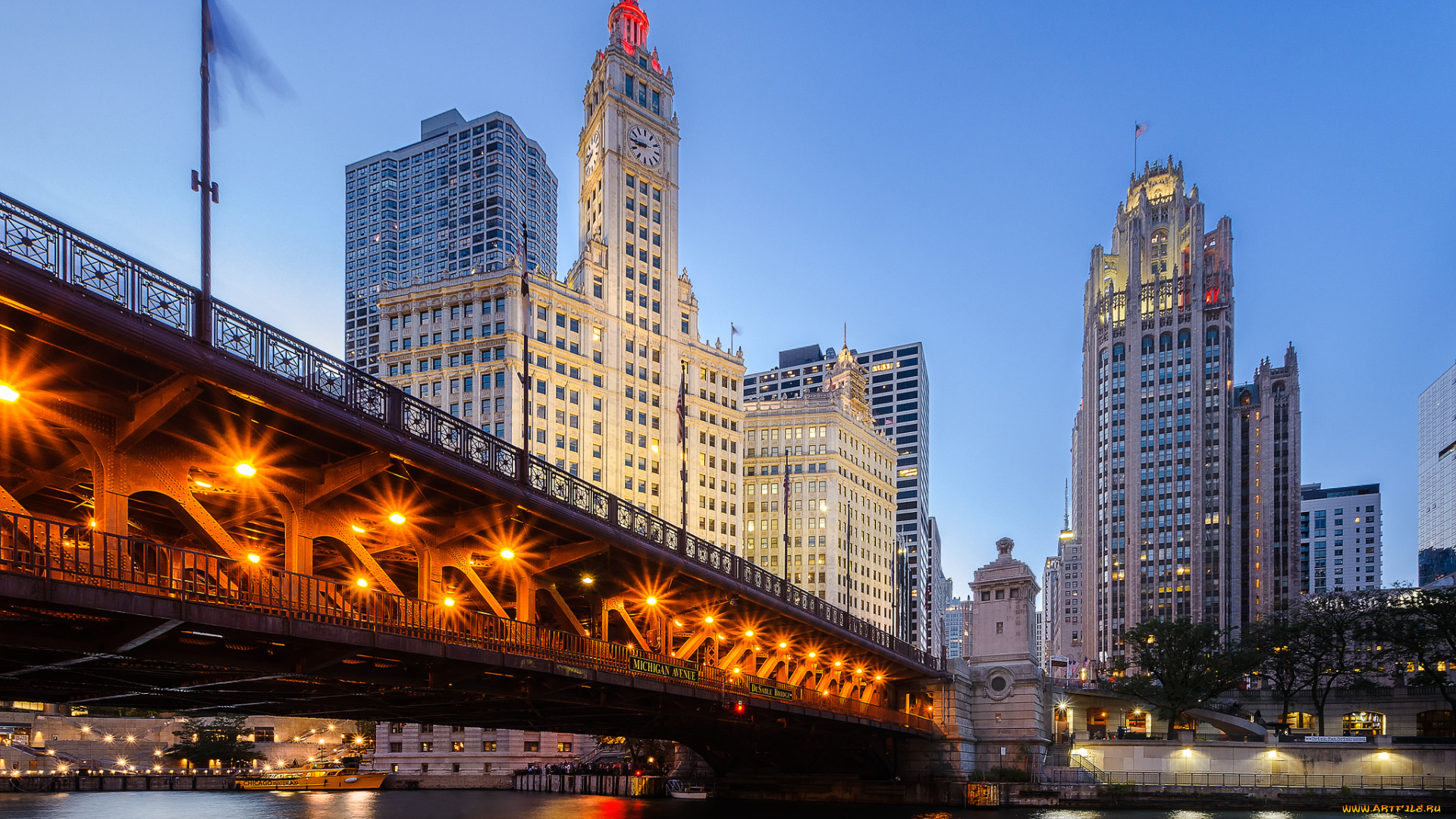 dusable, bridge, -, chicago, города, Чикаго, , сша, мост, река