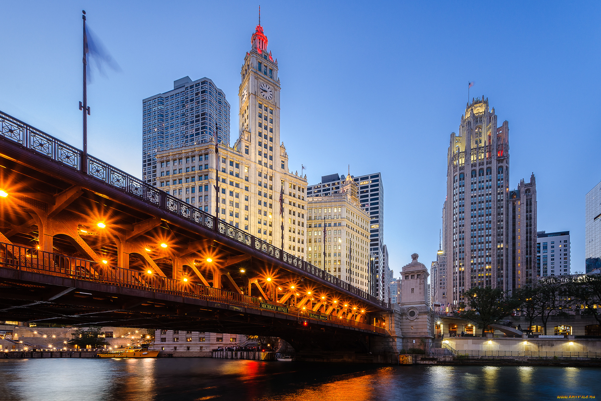 dusable, bridge, -, chicago, города, Чикаго, , сша, мост, река