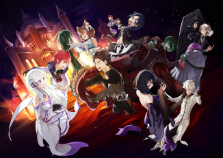 Картинка аниме re +zero+kara+hajimeru+isekai+seikatsu взгляд девушки фон