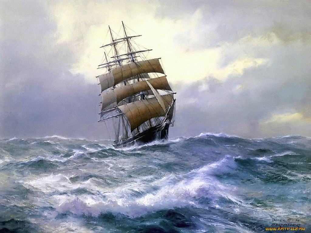 derek, gardner, high, seas, tea, clipper, leader, корабли, рисованные