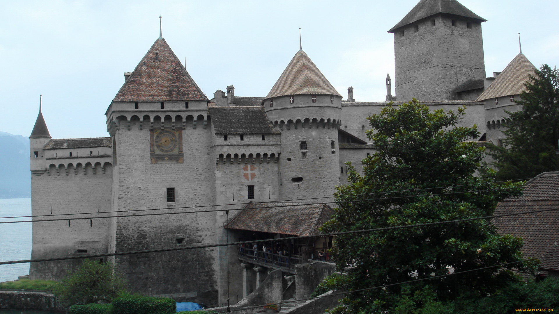 сhillon, castle, switzerland, города, шильонский, замок, швейцария, башни, стены