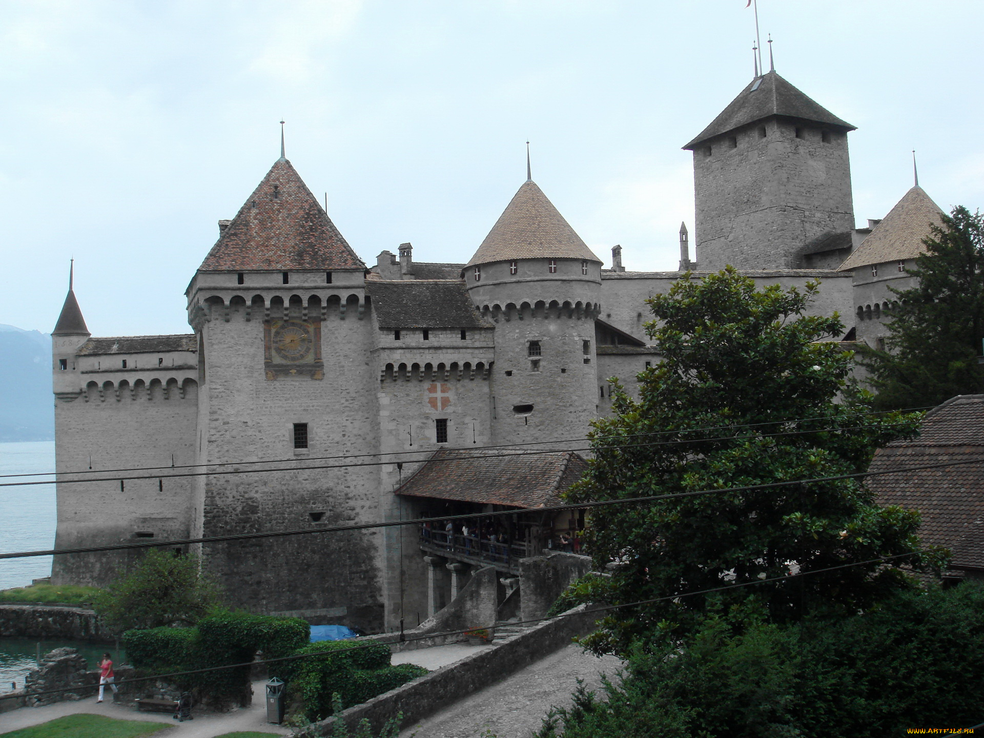 сhillon, castle, switzerland, города, шильонский, замок, швейцария, башни, стены