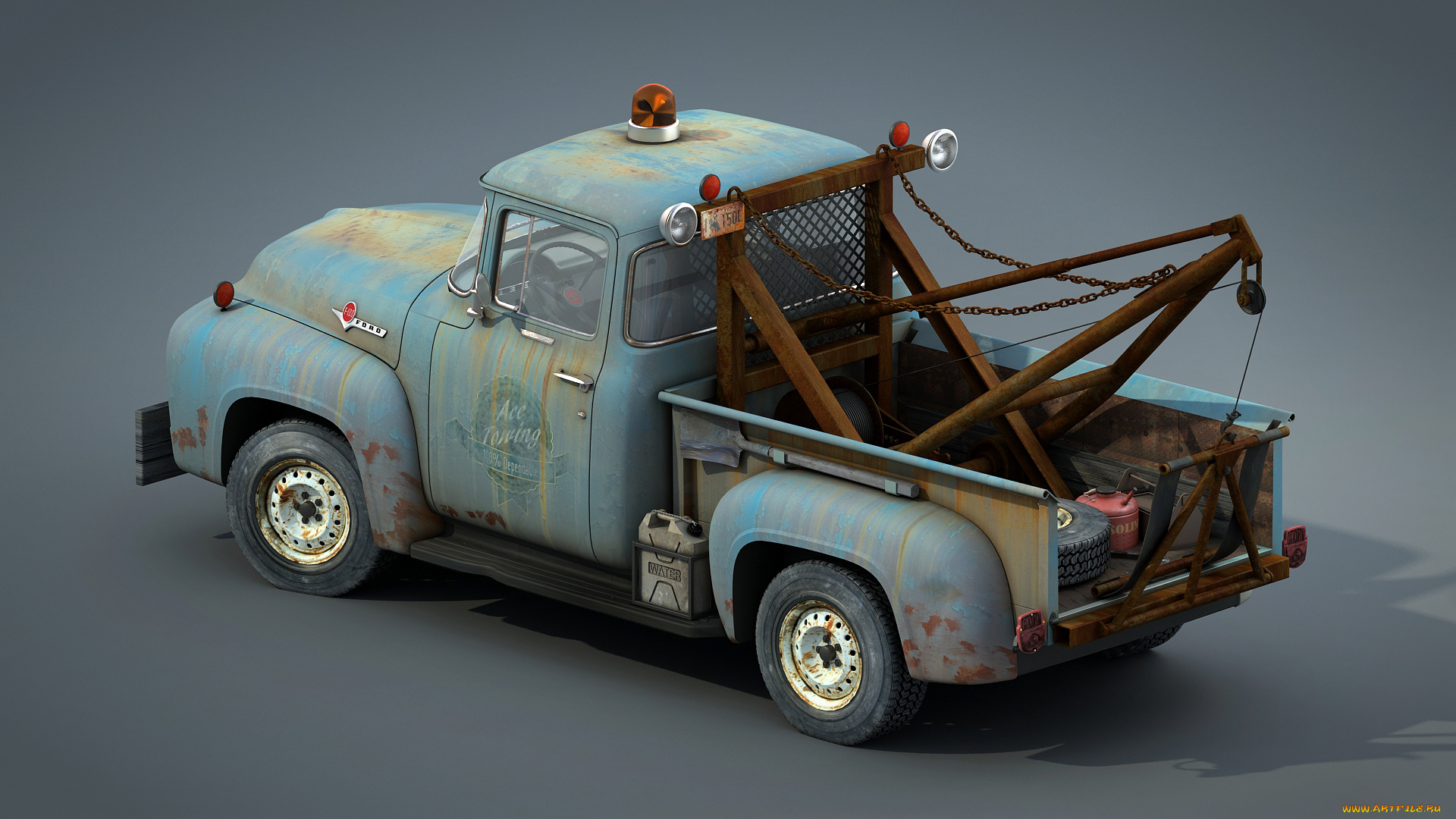 автомобили, 3д, ford, wip, wrecker, f100, 02