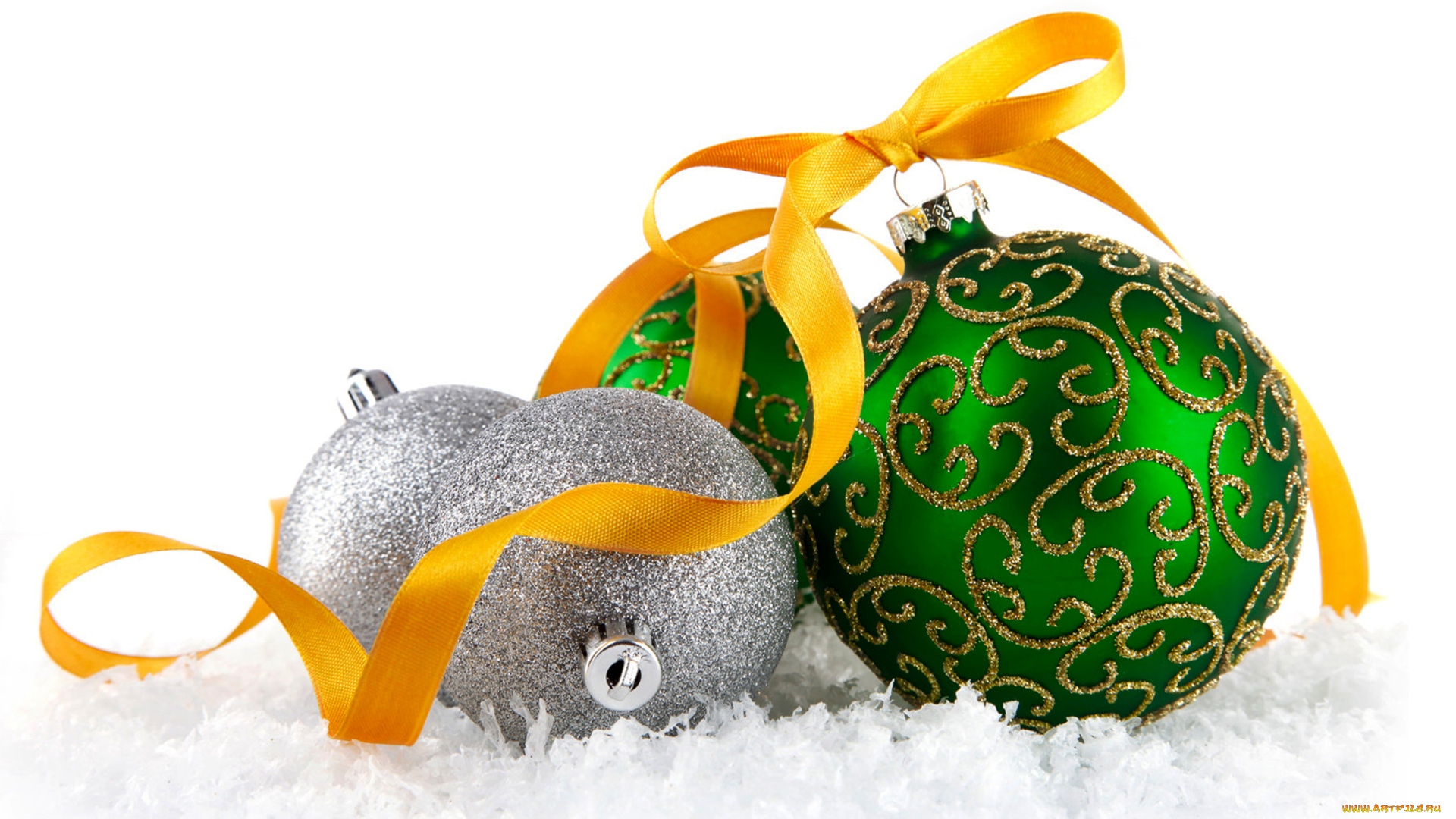 праздничные, шары, new, year, christmas, decoration, balls, snow, новый, год, украшения