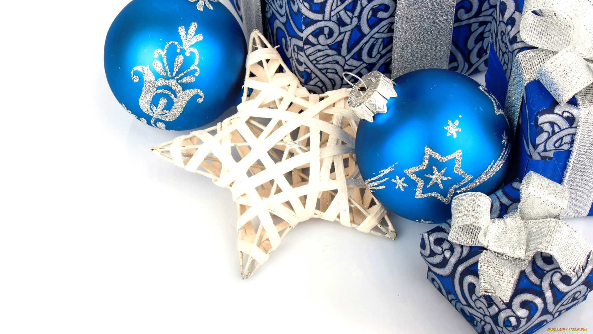 праздничные, украшения, новый, год, new, year, рождество, blue, gift, balls, decoration, подарки, шары, christmas