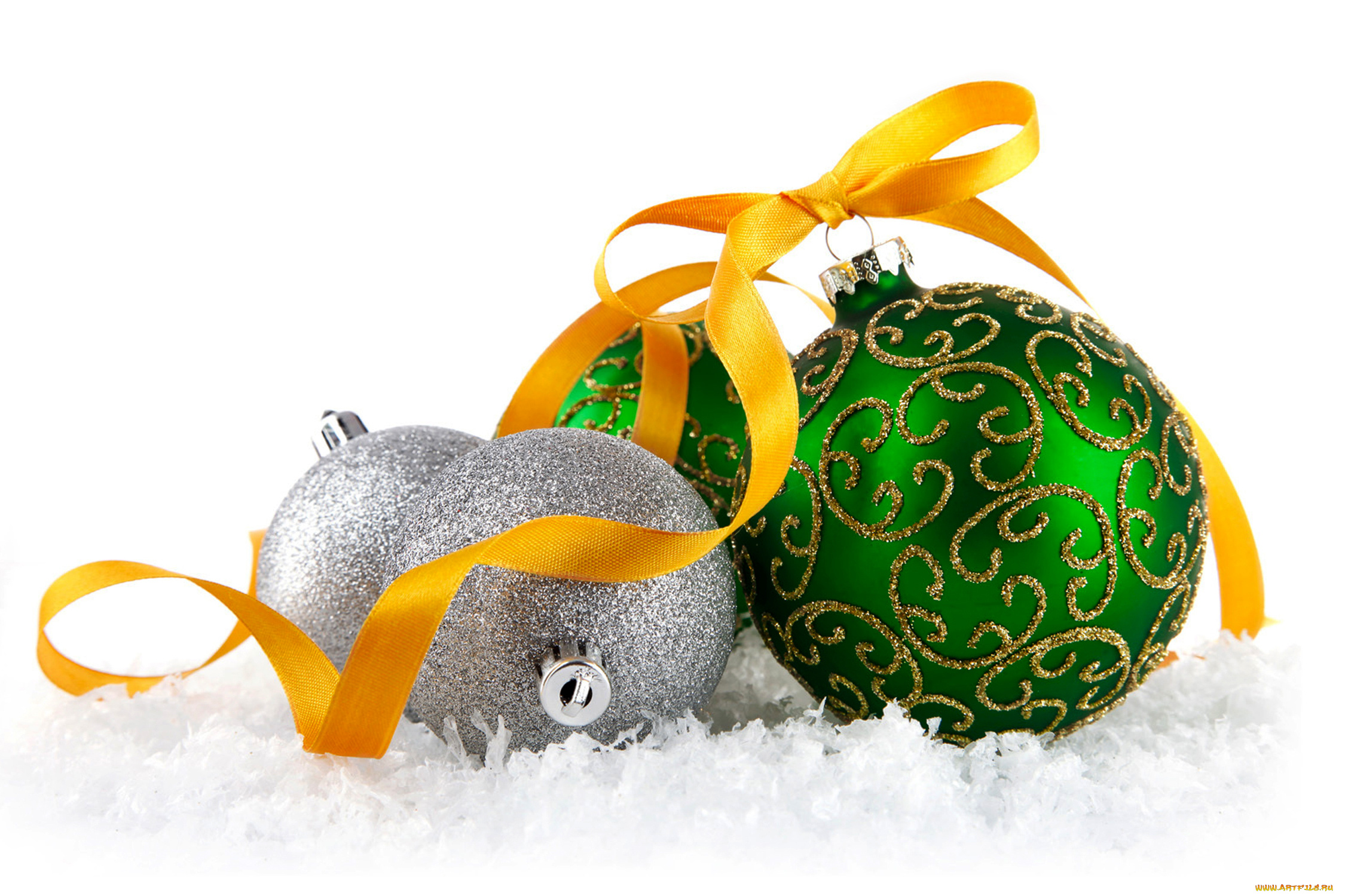 праздничные, шары, new, year, christmas, decoration, balls, snow, новый, год, украшения
