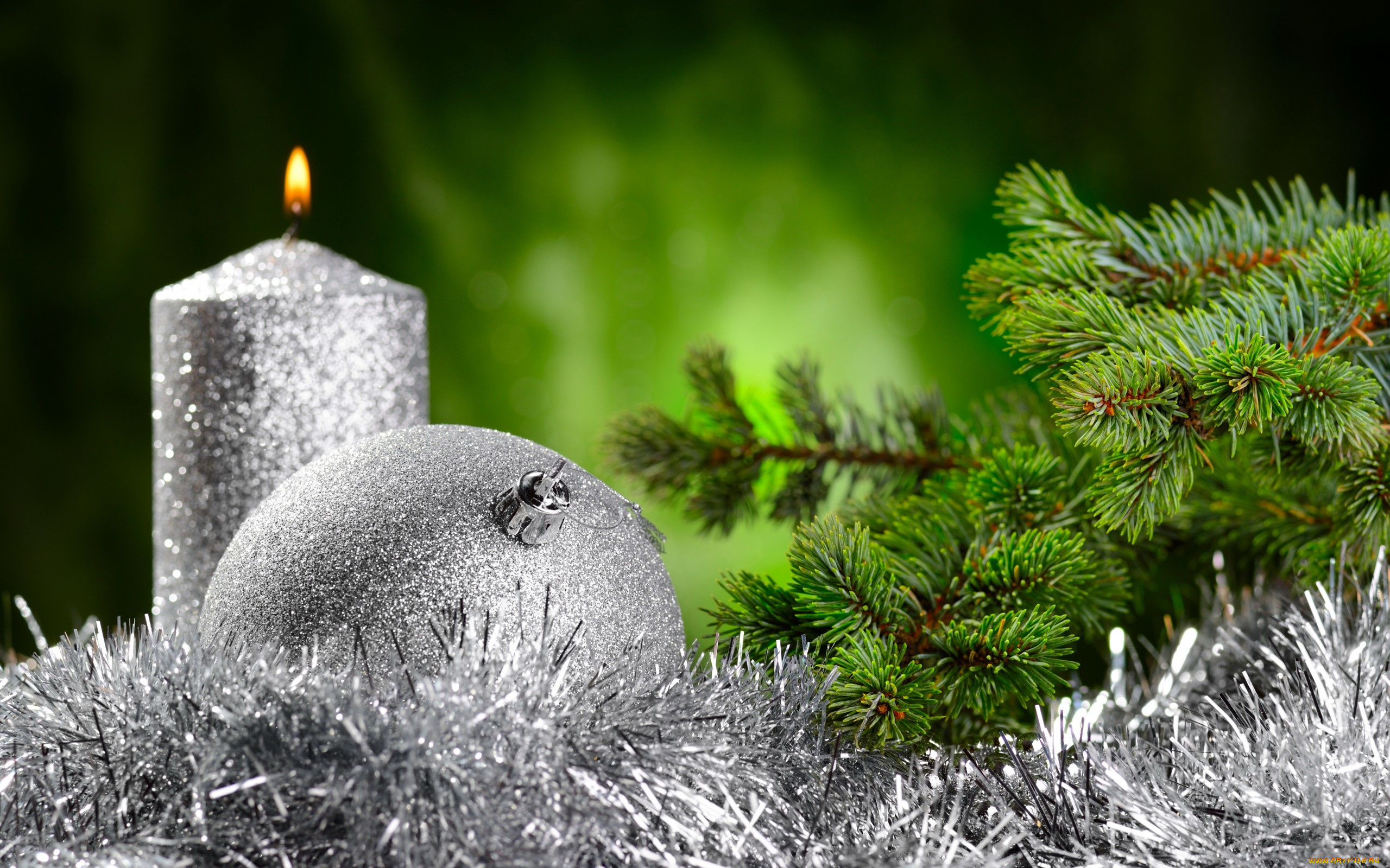 праздничные, шары, new, year, елка, мишура, свеча, christmas, рождество, новый, год, decoration
