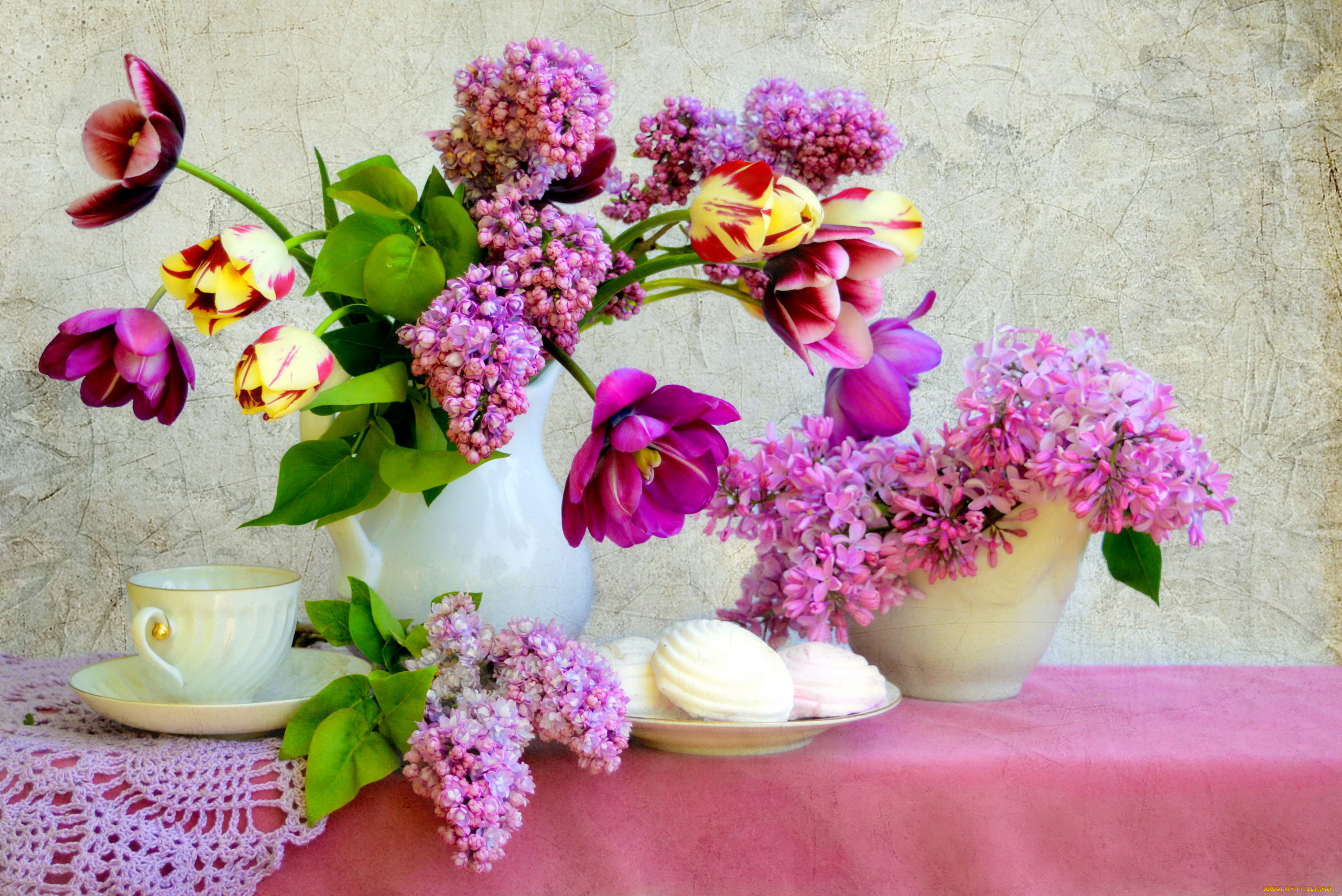 цветы, букеты, , композиции, сирень, тюльпаны