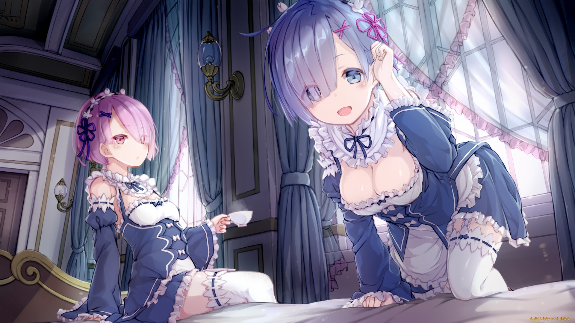 аниме, re, , zero, kara, hajimeru, isekai, seikatsu, rem, ram