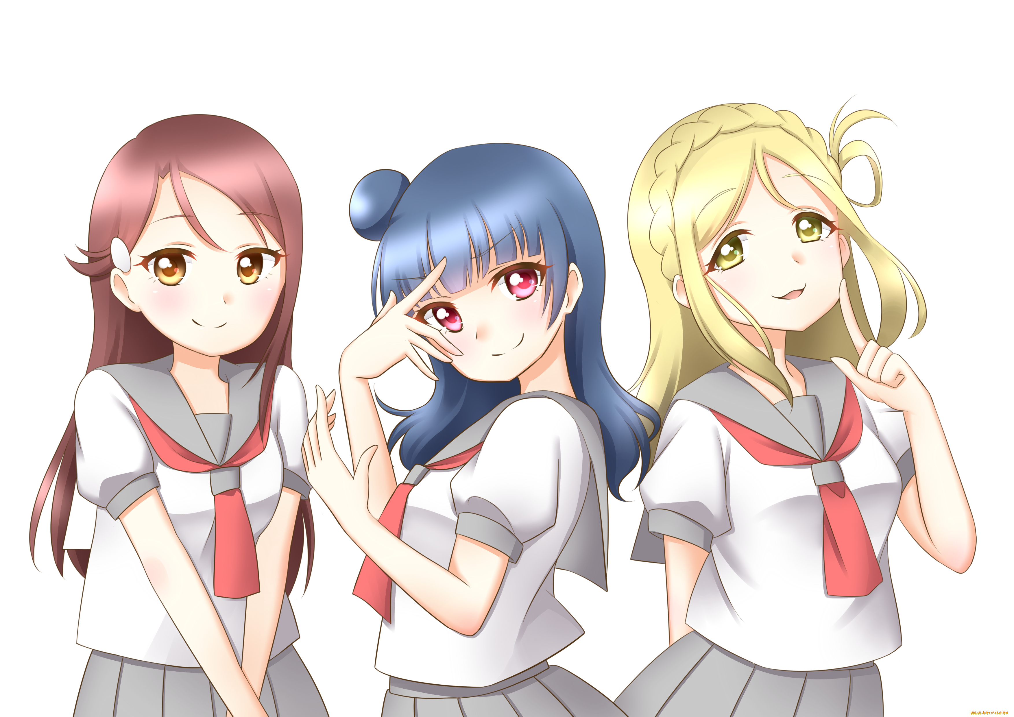 аниме, love, live, , school, idol, project, взгляд, девушки, фон